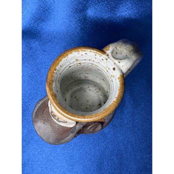 Unique Handmade Stoneware Hands Off Cowboy Mug Signed Mahon - Picture 7 of 8